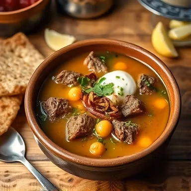 سوپ جو با گوشت